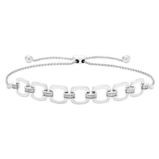 Boston Bay Diamonds Sterling Silver 1/5 Carat T.W. Diamond Link Adjustable Bracelet, Womens Product Image