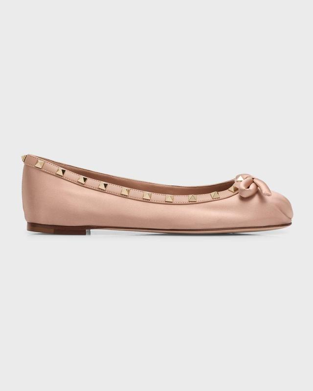 Womens Rockstud Satin Ballerinas With Tone-On-Tone Studs Product Image