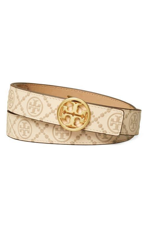 Tory Burch T-Monogram Embossed Leather Belt Product Image