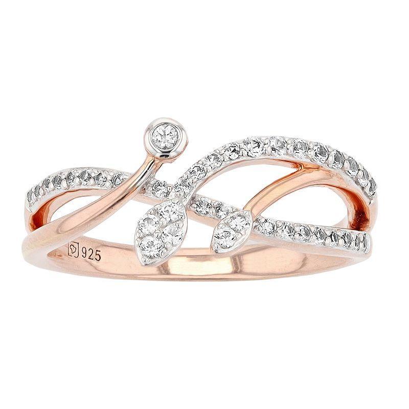 14k Rose Gold Over Silver Lab-Created White Sapphire Ring, Womens 14k Pink Plated Product Image