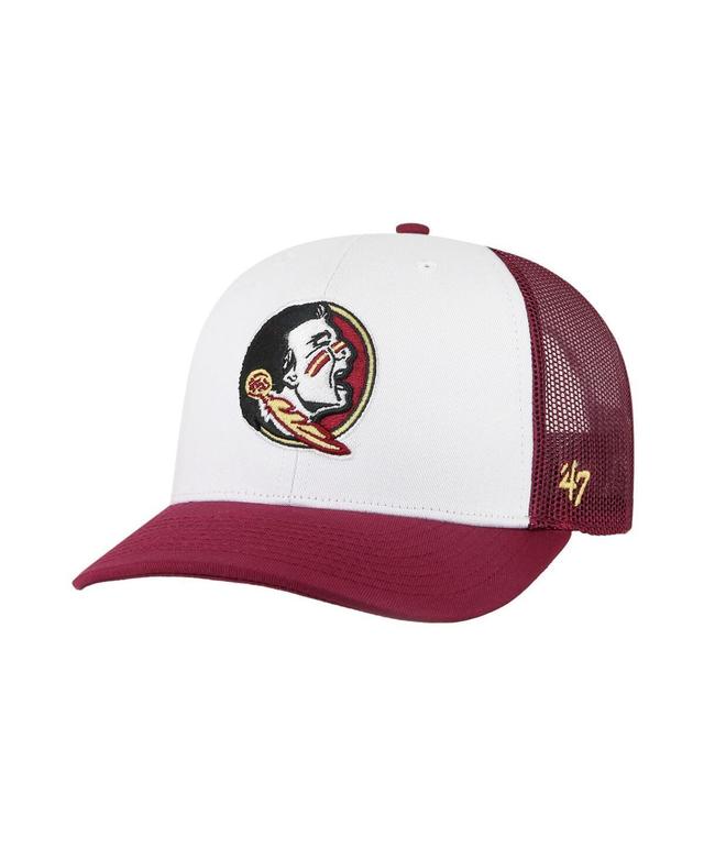 47 Brand Mens White Florida State Seminoles Freshman Trucker Adjustable Hat - White, Garnet Product Image