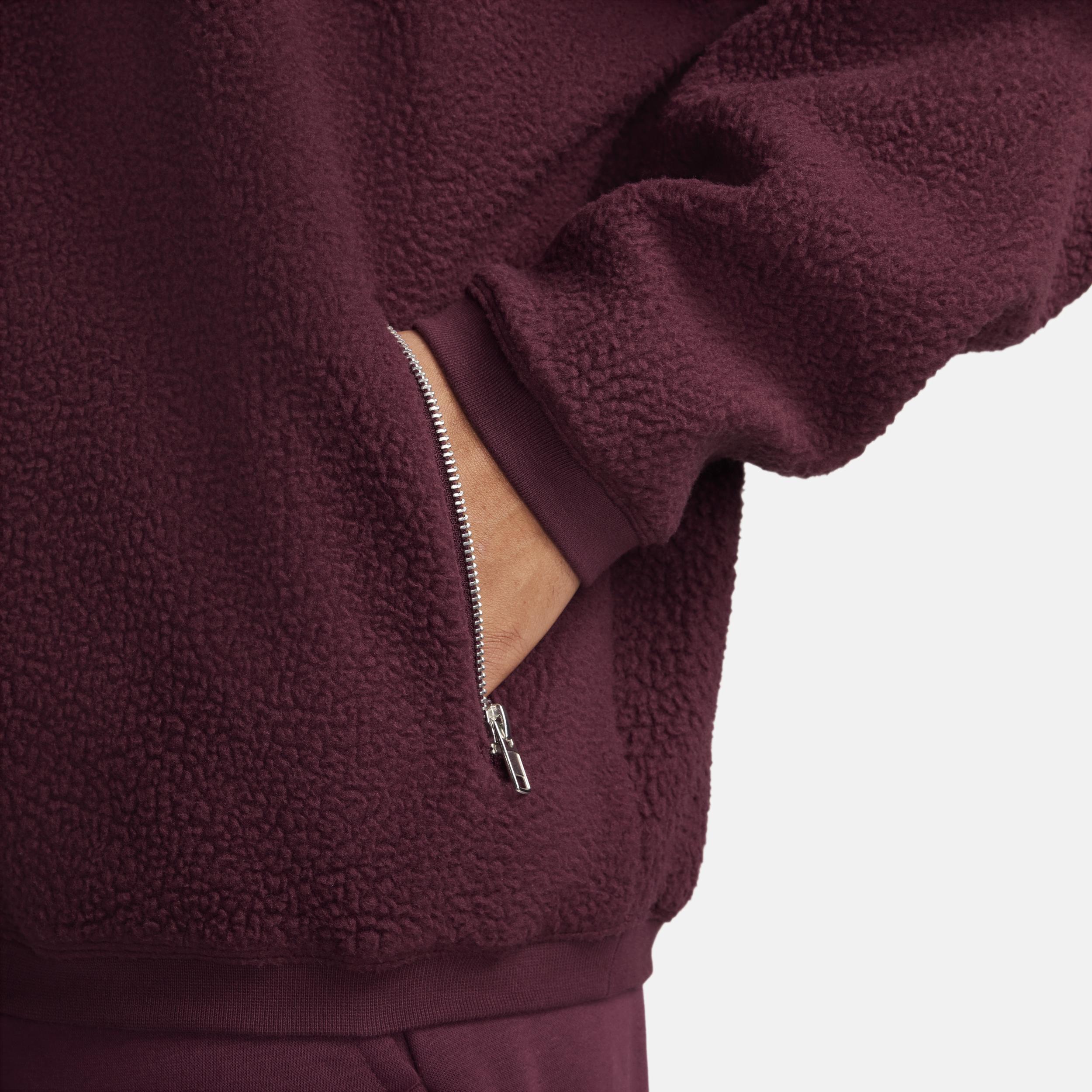 Nike Mens Club Plus Sherpa Winter Crew - Maroon/Black Product Image