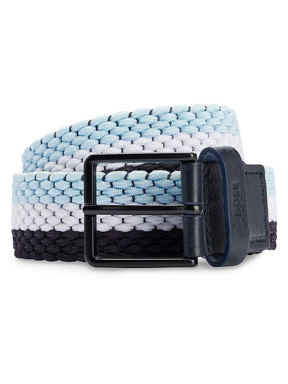 Mens Woven Belt with Leather Trims Product Image