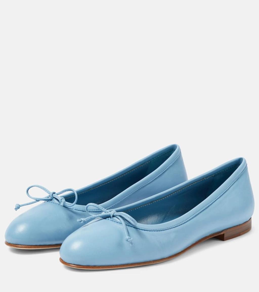 Veralli Leather Bow Ballerina Flats In Blue Product Image