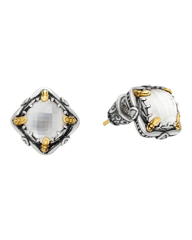 Womens Heirloom Sterling Silver, 18K Yellow Gold & Tulite Doublet Stud Earrings Product Image