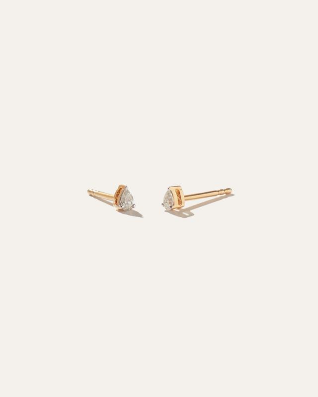 14K Gold Petite Pear Diamond Studs Product Image