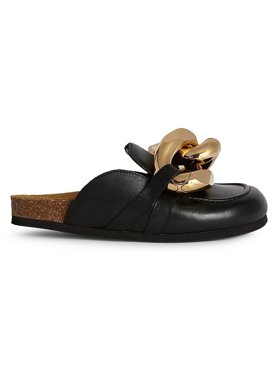 Womens Chain Leather Loafer Mules Product Image