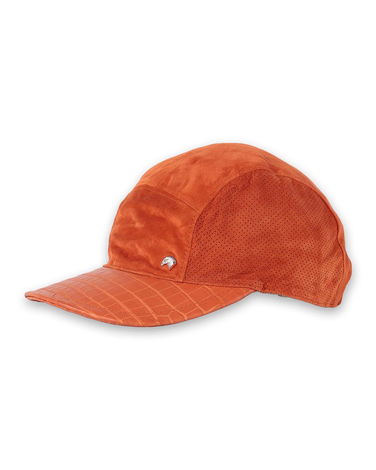 Mens Suede Crocodile-Trim Baseball Hat Product Image