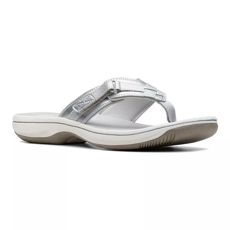 Clarks Womens Cloudsteppers Breeze Sea Flip Flops -SILVER Product Image