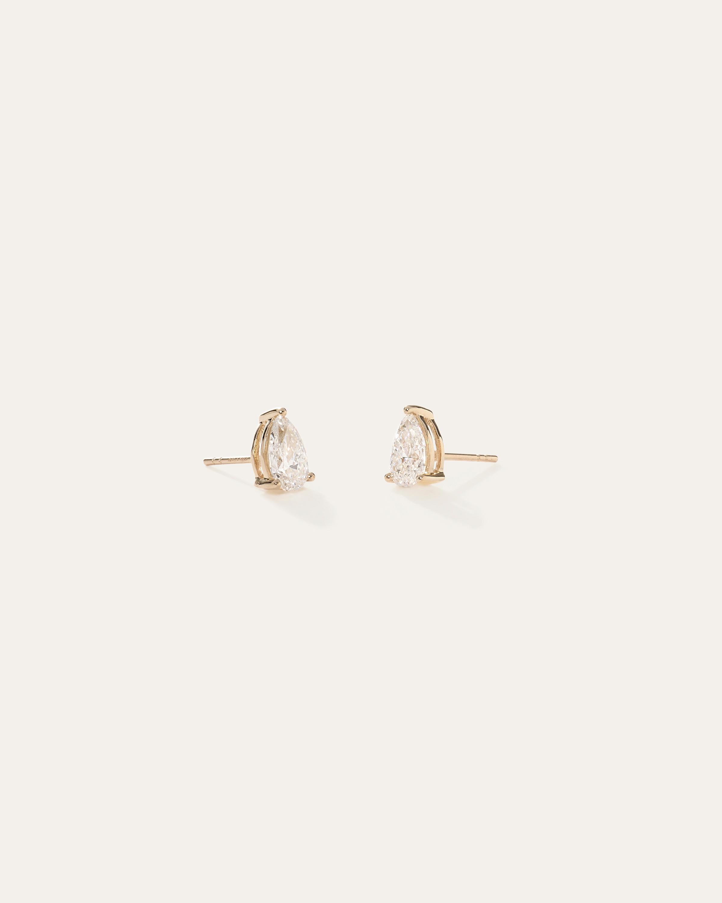 14k Gold Lab Grown Diamond Pear Solitaire Studs Product Image