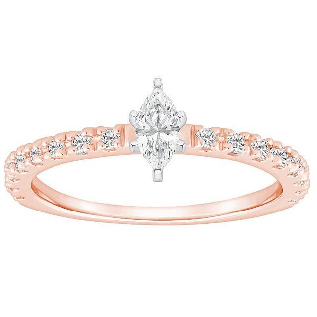 Alyson Layne 14k Gold 1/2 Carat T.W. Diamond Marquise-Cut Embellished Band Engagement Ring, Womens 14k Two Tone Rose Gold Product Image