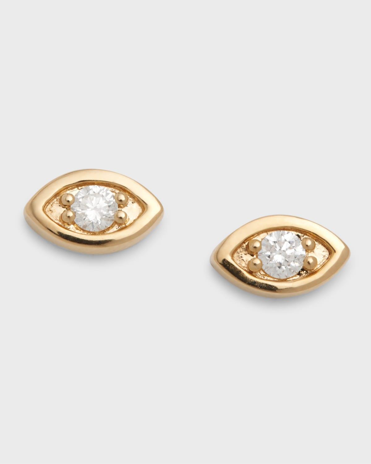 14K Yellow Gold & Diamond Large Evil-Eye Stud Earrings Product Image