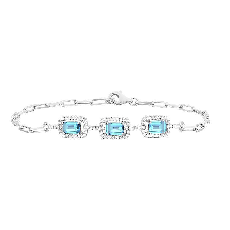 Sterling Silver Blue Topaz & Lab-Created White Sapphire Bracelet, Womens Product Image