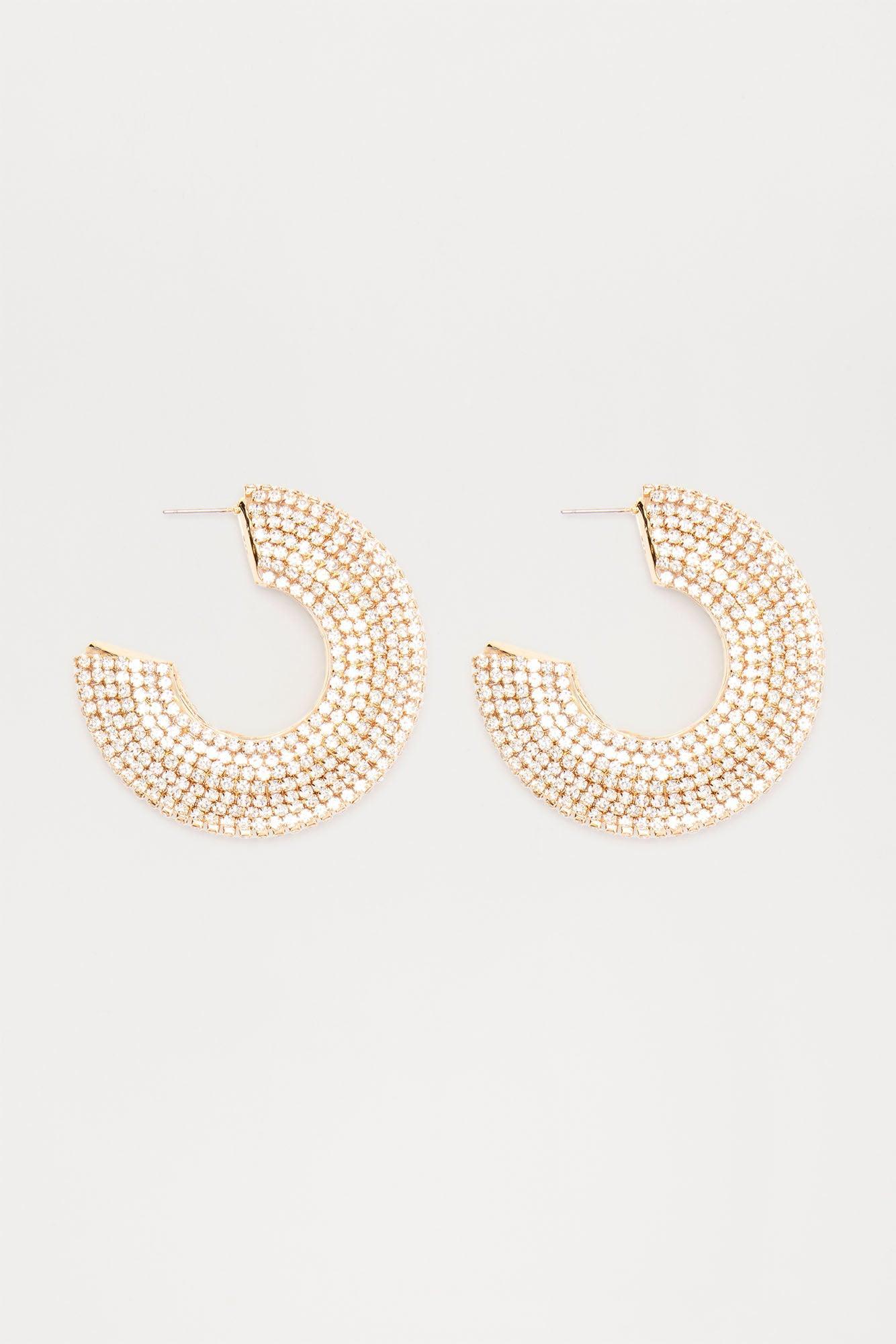 You're A Shining Star Hoop Earrings  - Gold/Clear Product Image