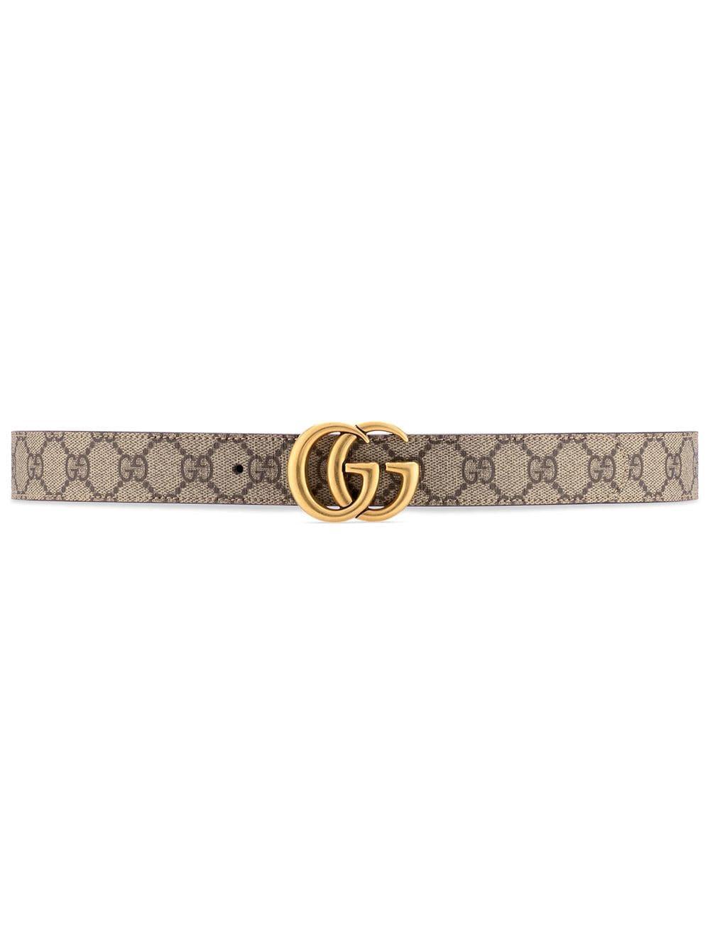 Brown Gg Marmont Leather Belt In Red Product Image