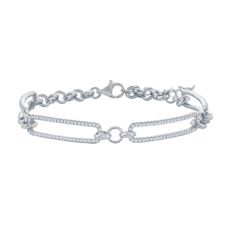 Cubic Zirconia Paper Clip Bracelet, Womens White Product Image