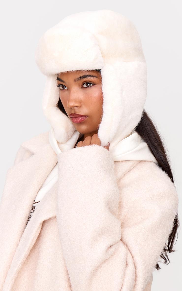 White Faux Fur Trapper Cap Product Image