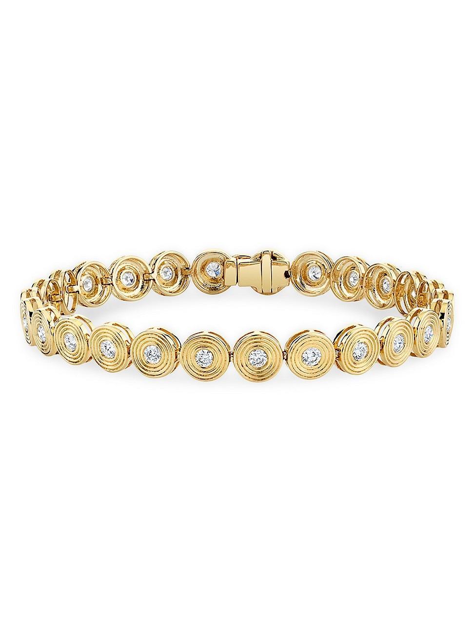 Womens Small Stone 14K Gold & Diamond Fluted Tennis Bracelet Product Image