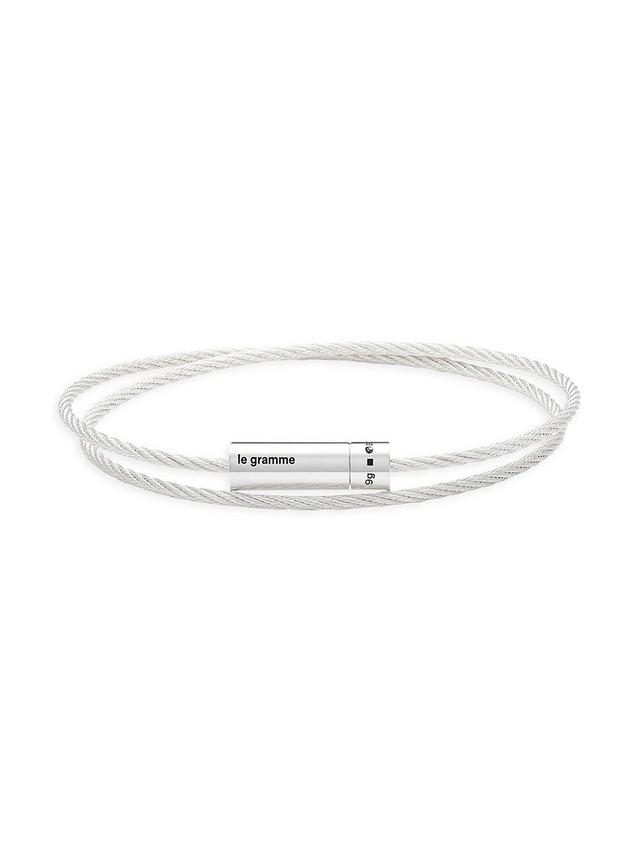 Mens 9G Polished Sterling Silver Double Cable Bracelet Product Image