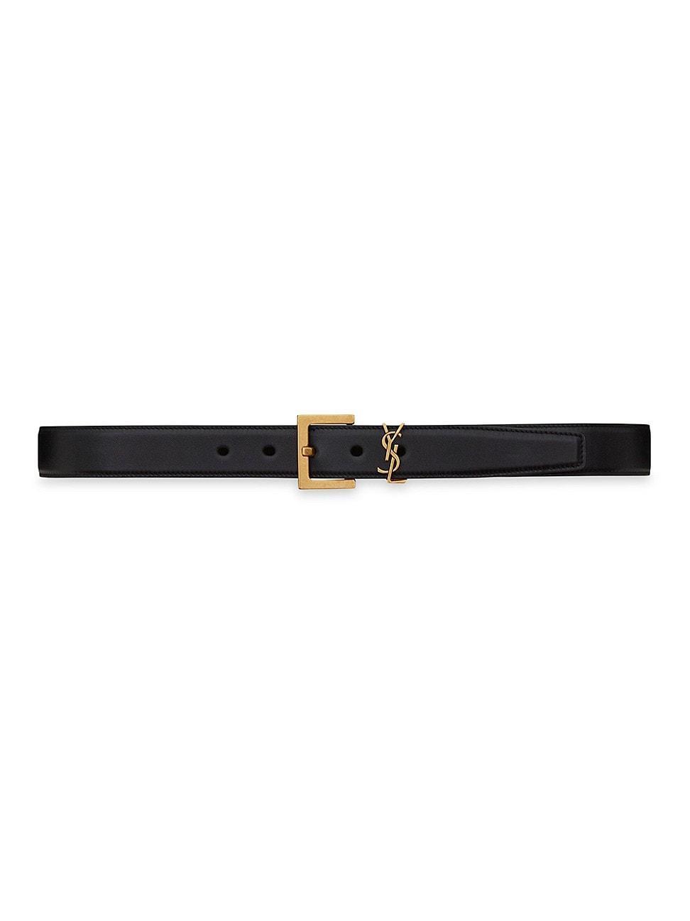 Womens Cassandre Belt with Square Buckle in Grained Leather Product Image