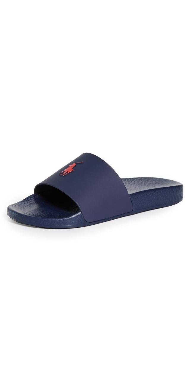 Men's Signature Pony Pool Slides In Navy Red Product Image