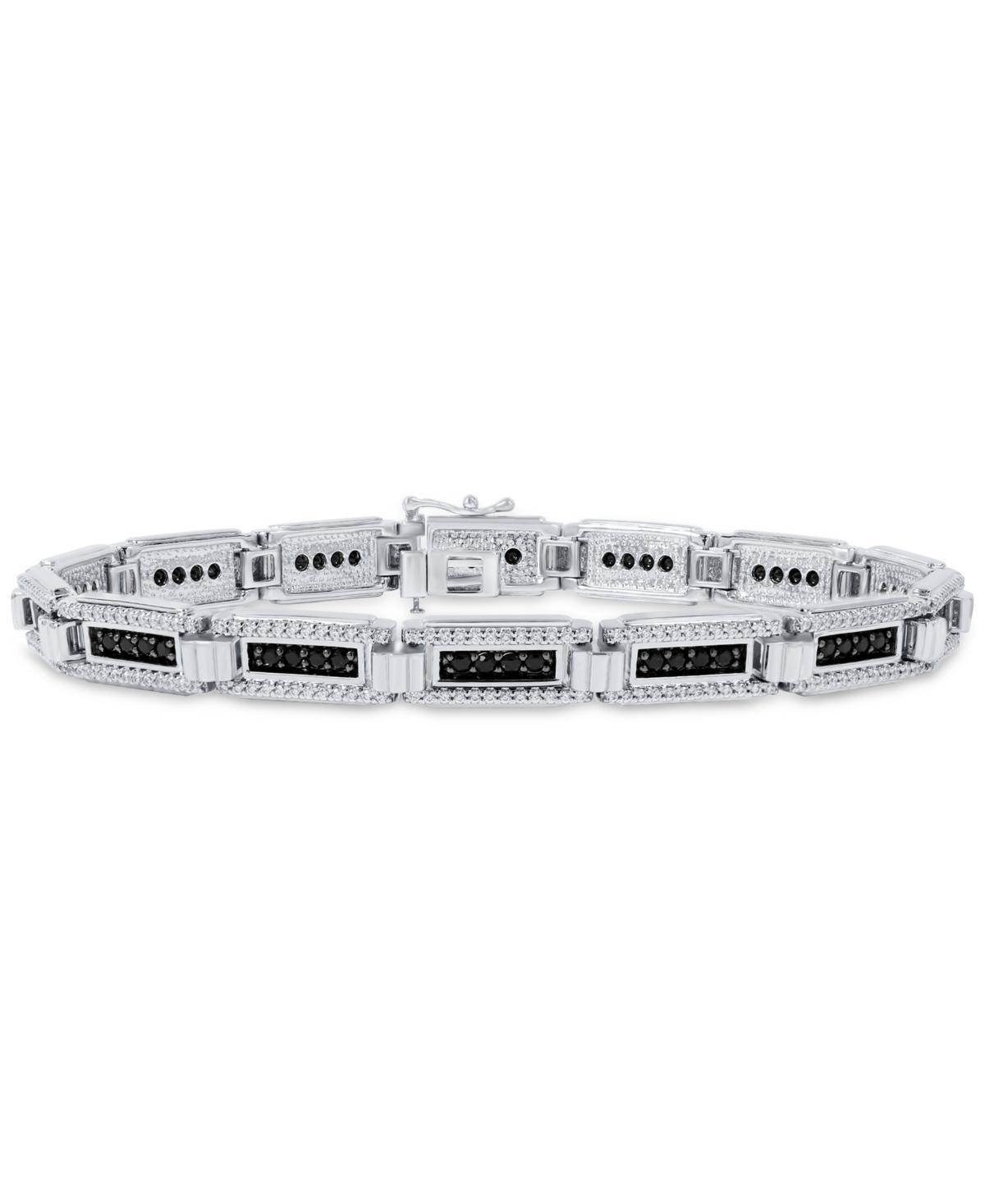 Mens Black & White Diamond Statement Bracelet (3 ct. t.w.) in Sterling Silver Product Image