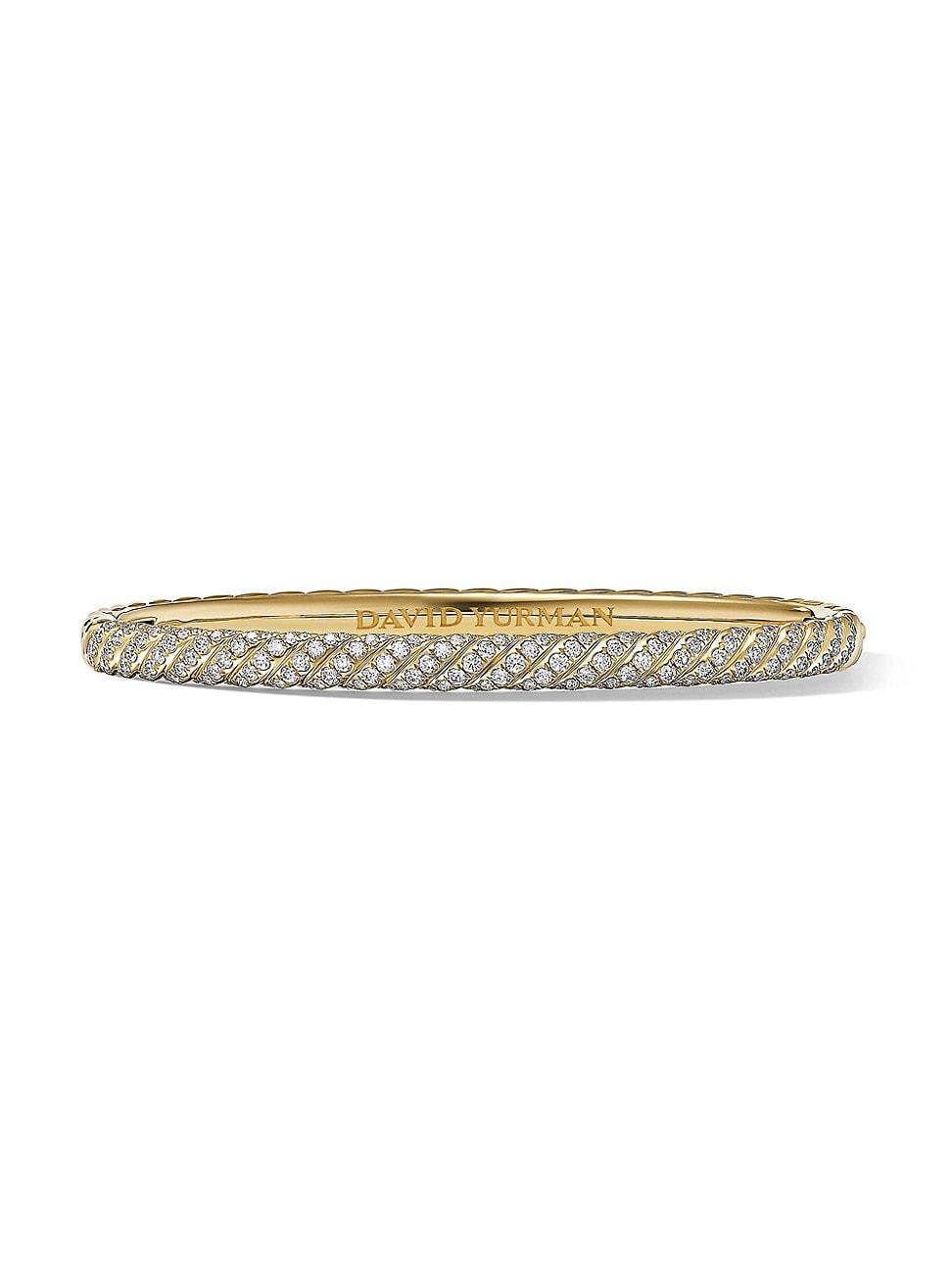 Womens Sculpted Cable Bangle Bracelet in 18K Yellow Gold Product Image