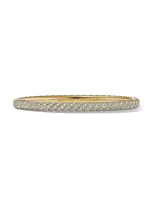 Womens Sculpted Cable Bangle Bracelet in 18K Yellow Gold Product Image