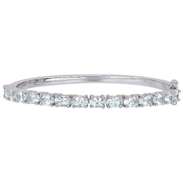 Stella Grace Sterling Silver Aquamarine Bangle Bracelet, Womens Product Image