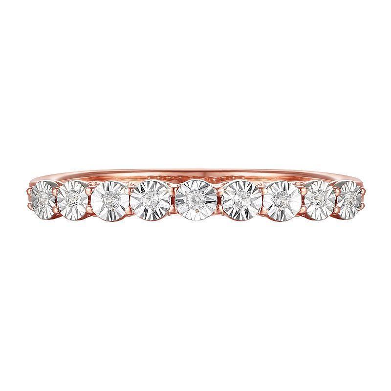 14k Rose Gold Over Silver 1/10 Carat T.W. Diamond Ring, Womens White Product Image