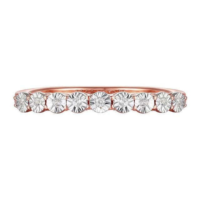 14k Rose Gold Over Silver 1/10 Carat T.W. Diamond Ring, Womens Pink Tone Product Image