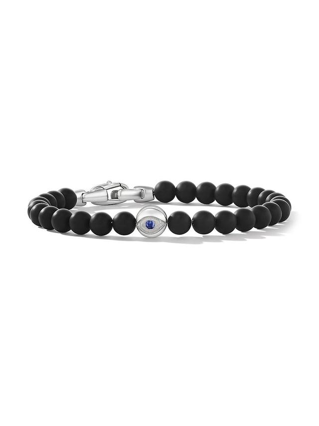 Mens Spiritual Beads Evil Eye Bracelet In Sterling Silver Product Image