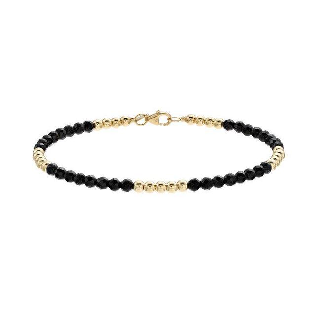 14k Gold Onyx Beaded Bracelet, Womens Product Image