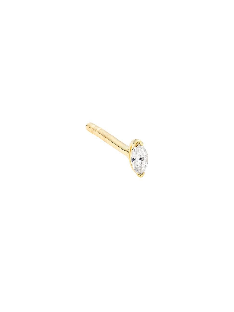 Womens Goldtone & 0.28 TCW Diamond Single Stud Earring Product Image