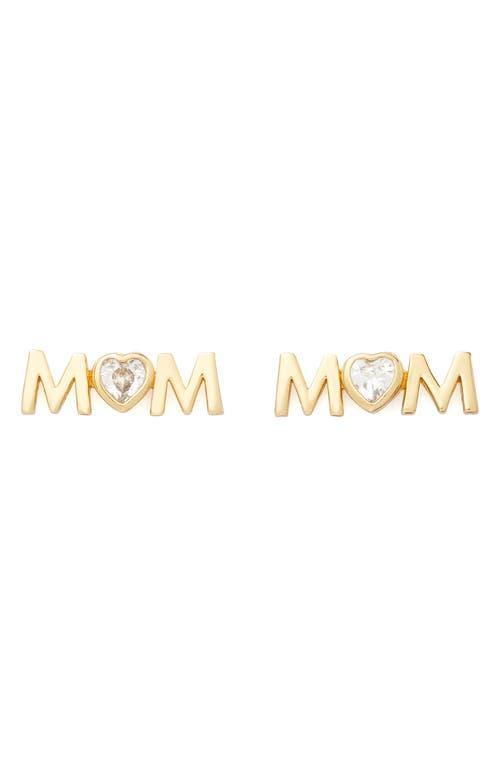 Womens Love You, Mom Gold-Plated & Cubic Zirconia Stud Earrings Product Image