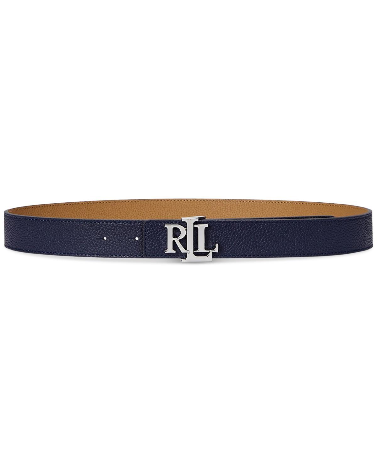 Lauren Ralph Lauren Womens Logo Reversible Pebbled Leather Belt - Refined Navy Product Image