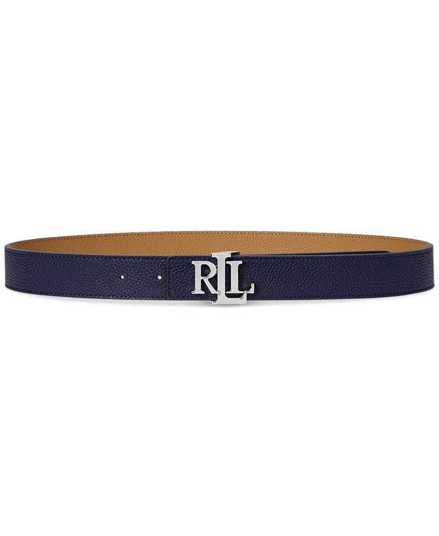 Lauren Ralph Lauren Womens Logo Reversible Pebbled Leather Belt - Refined Navy Product Image