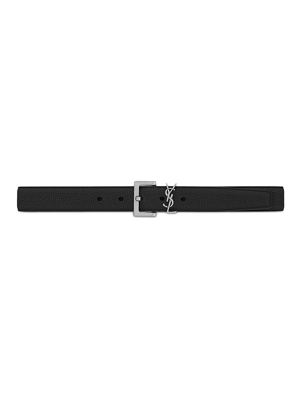 Womens Cassandre Belt with Square Buckle in Grained Leather Product Image