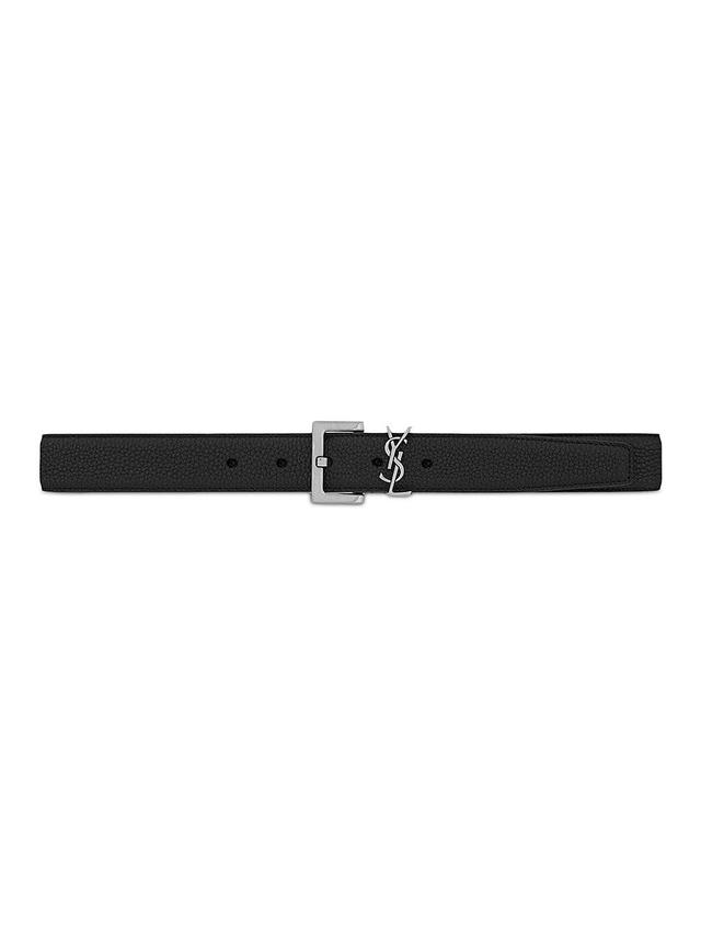 Womens Cassandre Belt with Square Buckle in Grained Leather Product Image