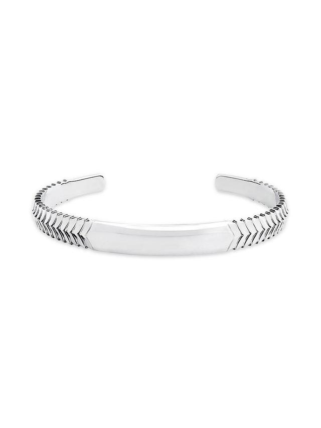 Mens Herringbone Torque Sterling Silver Cuff Bracelet Product Image