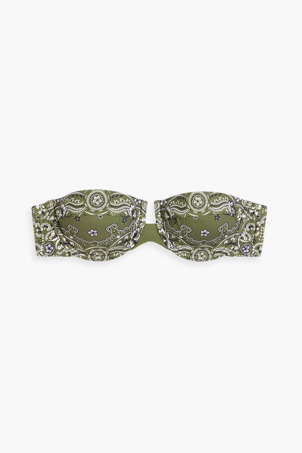 Separates Sculpt Paisley-print Underwired Bandeau Bikini Top In Army Green Product Image