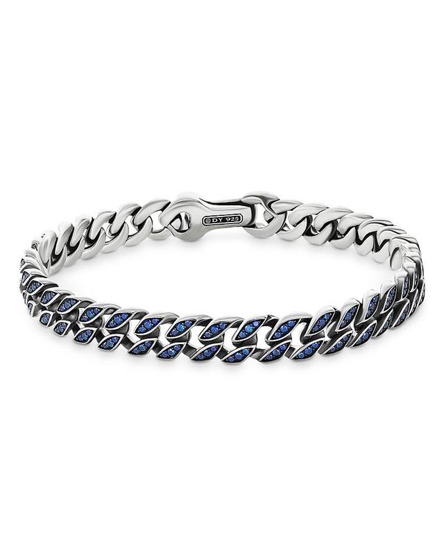 David Yurman Sterling Silver Curb Chain Bracelet with Blue Sapphires Product Image