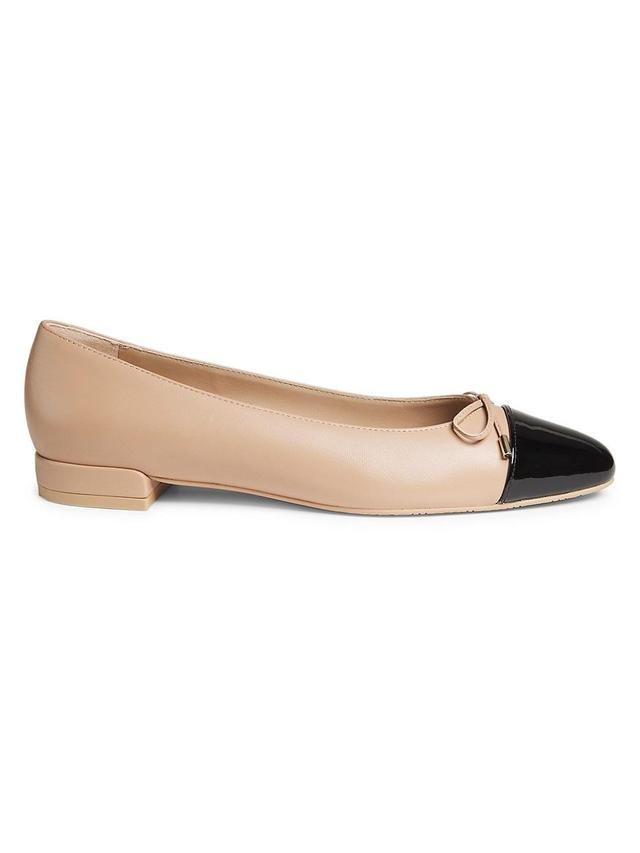 Stuart Weitzman Sleek Cap Toe Bow Flat Product Image