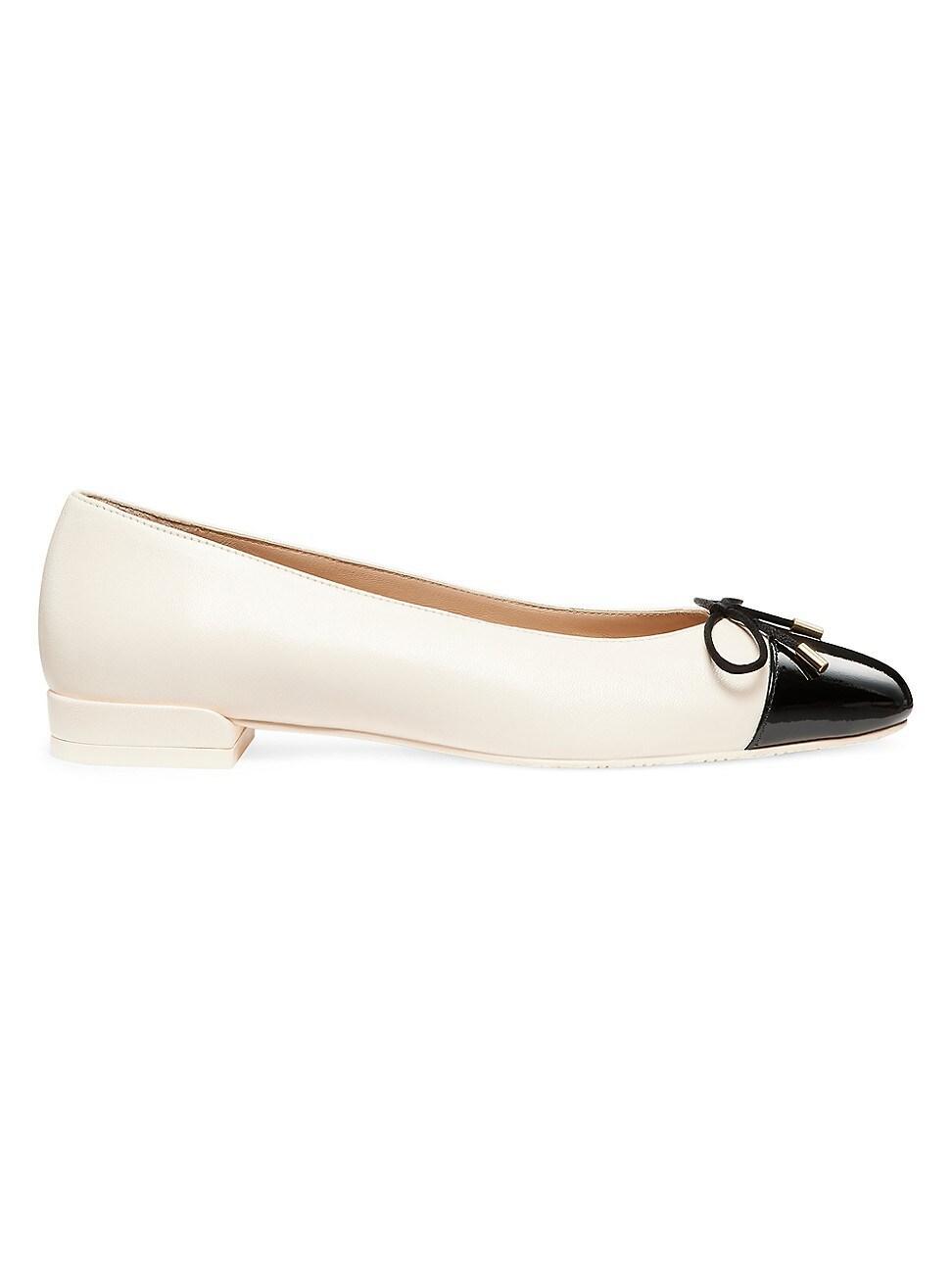 Stuart Weitzman Sleek Cap Toe Bow Flat Product Image