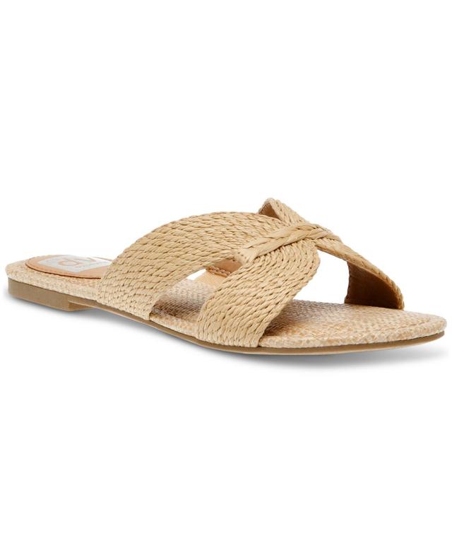 Dv Dolce Vita Womens Geeya Raffia Criss Cross Strap Flat Slide Sandals Product Image