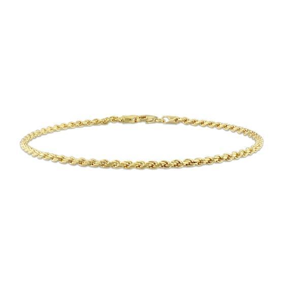 Men's 2.2mm Rope Chain Bracelet in Sterling Silver with Gold-Tone Flash Plate - 9" Product Image