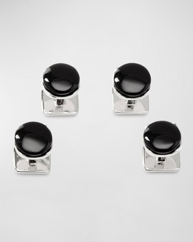 Mens Ox & Bull Trading Co. Sterling Silver Classic Formal Black Onyx Studs Product Image