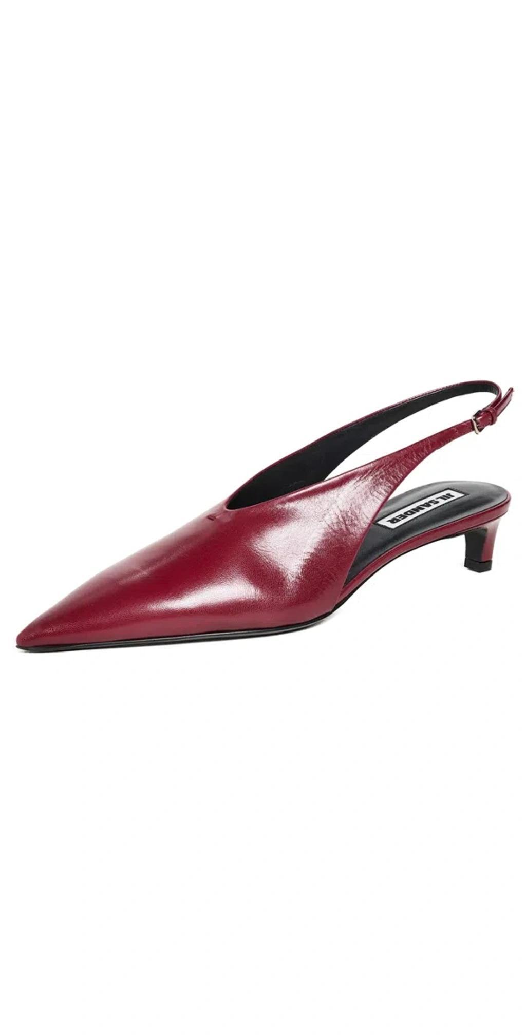 35mm Leather Slingback Heels In Burgundy product image