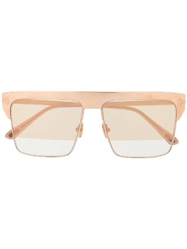 Square Frame Sunglasses In Gold Product Image