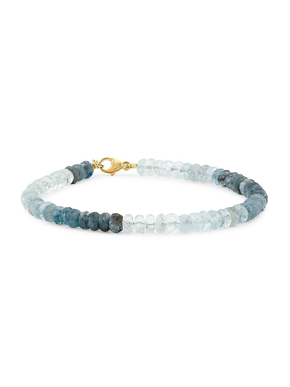 Womens Oracle 14K Yellow Gold & Moss Aquamarine Beaded Bracelet Product Image